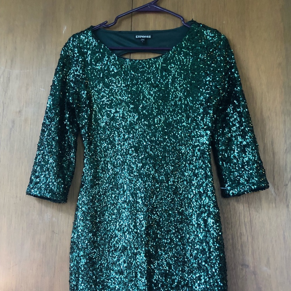 Express sequin emerald green dress. Size 0.